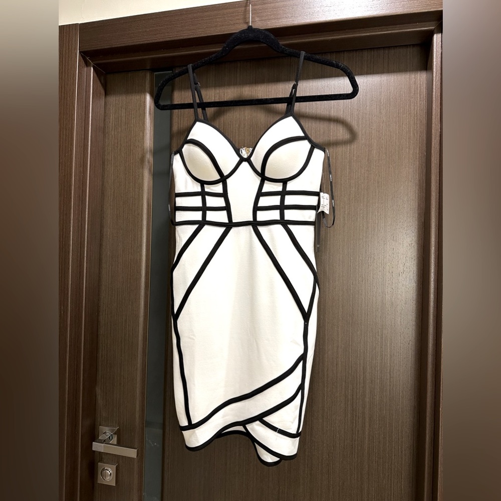White and black mini dress